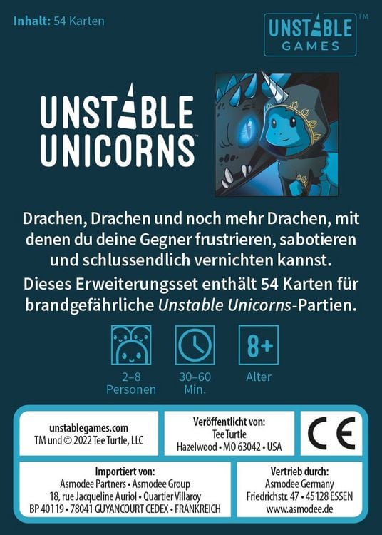 Produktbild: Unstable Unicorns. Drachen - Erweiterungsset