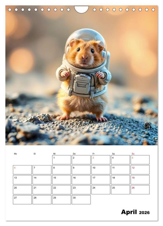 Produktbild: Space Hamster - Mit KI Hamster Astronauten im Weltall (Wandkalender 2026 DIN A4 hoch), CALVENDO Monatskalender