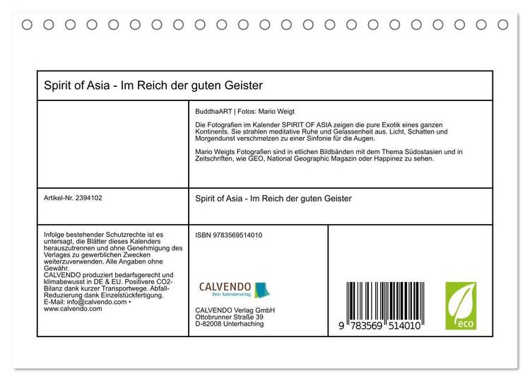 Produktbild: Spirit of Asia - Im Reich der guten Geister (Tischkalender 2027 DIN A5 quer), CALVENDO Monatskalender