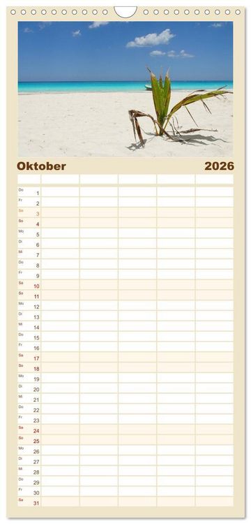 Produktbild: Familienplaner 2026 - Die sch&ouml;nsten Str&auml;nde Karibik mit 5 Spalten (Wandkalender, 21 x 45 cm) CALVENDO