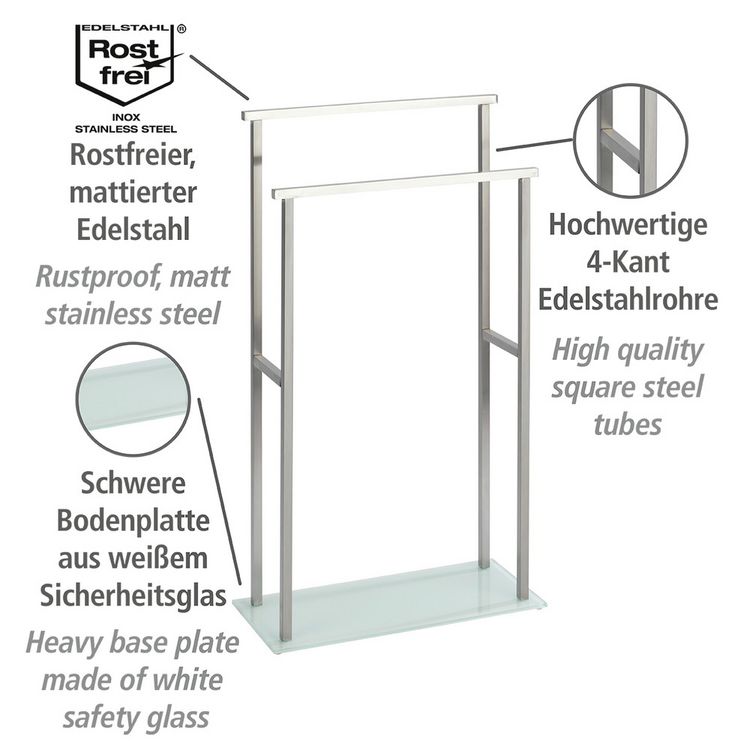 Produktbild: Handtuchbutler Mod. Debar Edelstahl, mit 2 Handtuchstangen