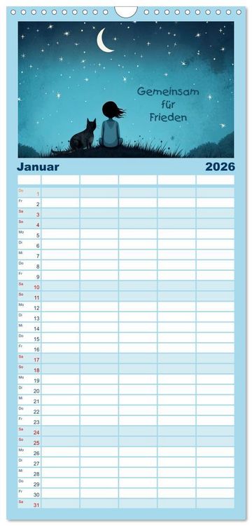 Produktbild: Familienplaner 2026 - Friedensboten - Stimmen der Hoffnung mit 5 Spalten (Wandkalender, 21 x 45 cm) CALVENDO