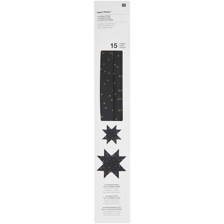 Produktbild: Fr&ouml;belsterne, schwarz, Sterne, 60 Streifen MIX, 120 g/m&sup2;