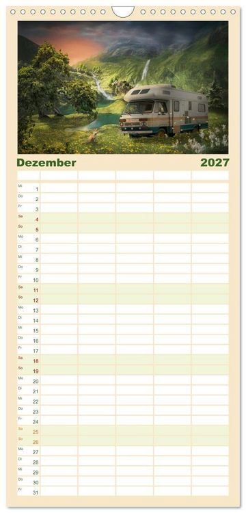 Produktbild: Familienplaner 2027 - Camping macht gl&uuml;cklich! mit 5 Spalten (Wandkalender, 21 x 45 cm) CALVENDO
