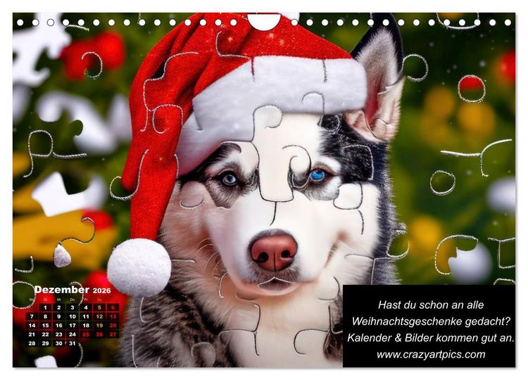 Produktbild: Der tierisch lustige Husky Kalender (Wandkalender 2026 DIN A4 quer), CALVENDO Monatskalender