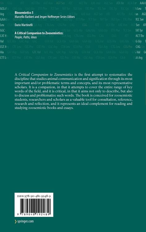 Produktbild: A Critical Companion to Zoosemiotics: