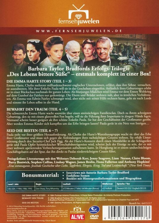Produktbild: Des Lebens bittere S&uuml;&szlig;e - Komplettbox: Die Emma Harte Story [7 DVDs]