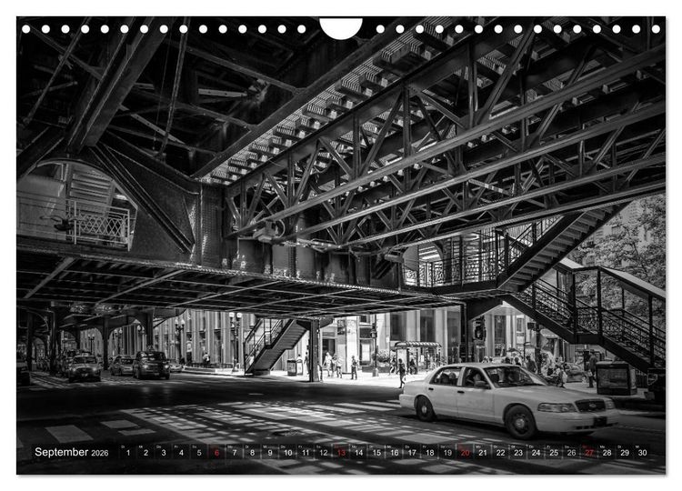 Produktbild: CHICAGO Monochrom (Wandkalender 2026 DIN A4 quer), CALVENDO Monatskalender