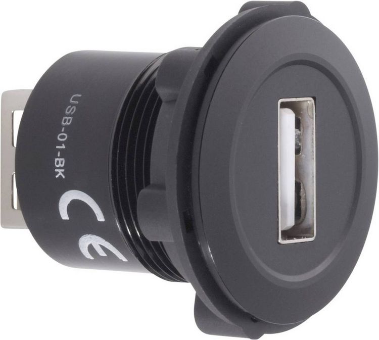 Produktbild: TRU COMPONENTS USB-01-BK USB-Einbaubuchse 2.0 Buchse, Einbau USB-Buchse Typ A auf USB-Buchse Typ A Inhalt: 1 St.