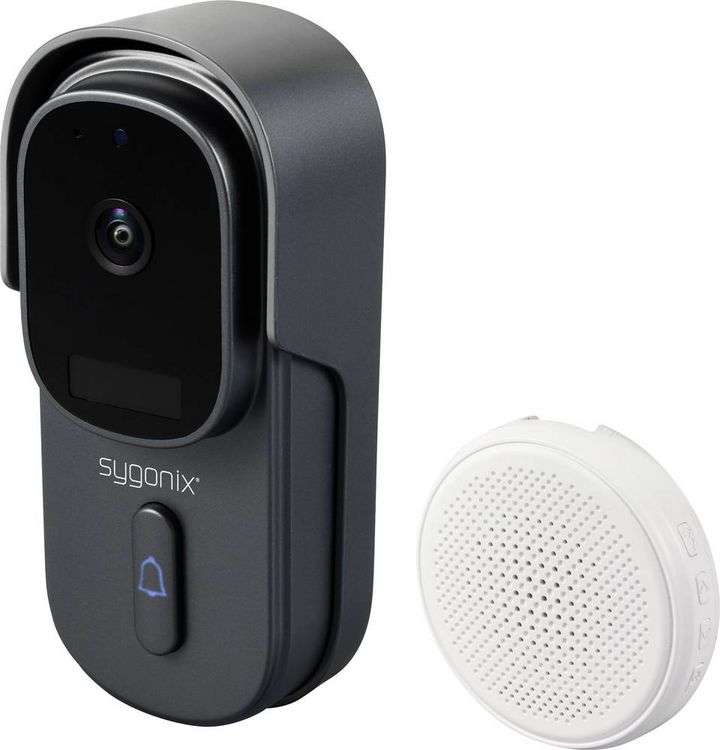 Produktbild: Sygonix IP-Video-T&uuml;rsprechanlage WLAN, Funk Grau, Wei&szlig;