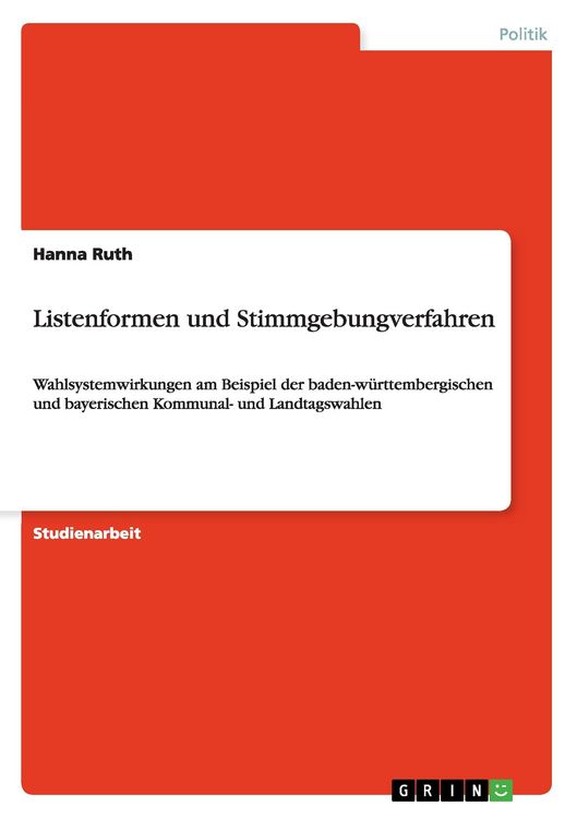 Produktbild: Listenformen und Stimmgebungverfahren