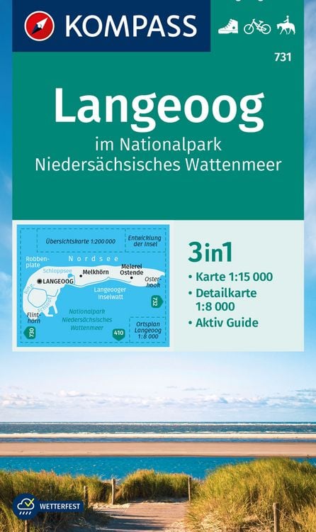 Produktbild: KOMPASS Wanderkarte 731 Langeoog im Nationalpark Nieders&auml;chsisches Wattenmeer 1:15.000