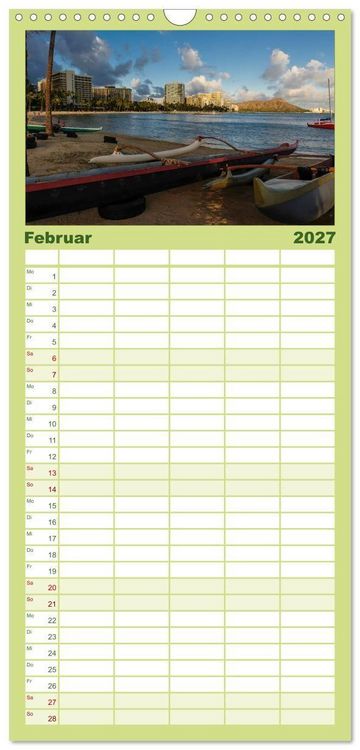 Produktbild: Familienplaner 2027 - Hawaii - Oahu - Maui mit 5 Spalten (Wandkalender, 21 x 45 cm) CALVENDO