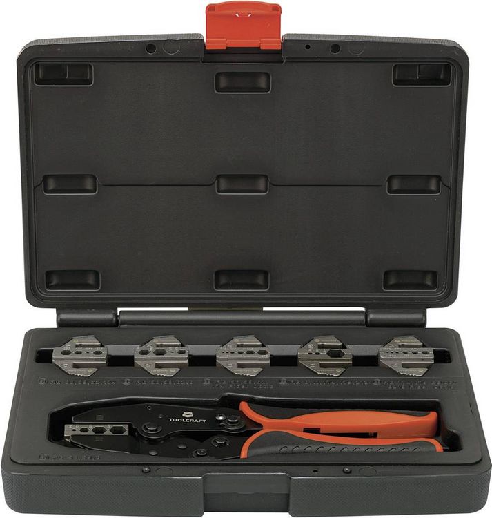 Produktbild: TOOLCRAFT PZ-505 818645 Crimpzange 7teilig Koaxial-Steckverbinder BNC, TNC, LWL-Stecker RG6, RG8, RG11, RG58, RG59, RG62, RG174