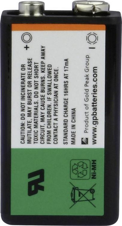 Produktbild: GP GPIND17R9HC1 9V Block-Akku NiMH 170 mAh 9.6V 1St.