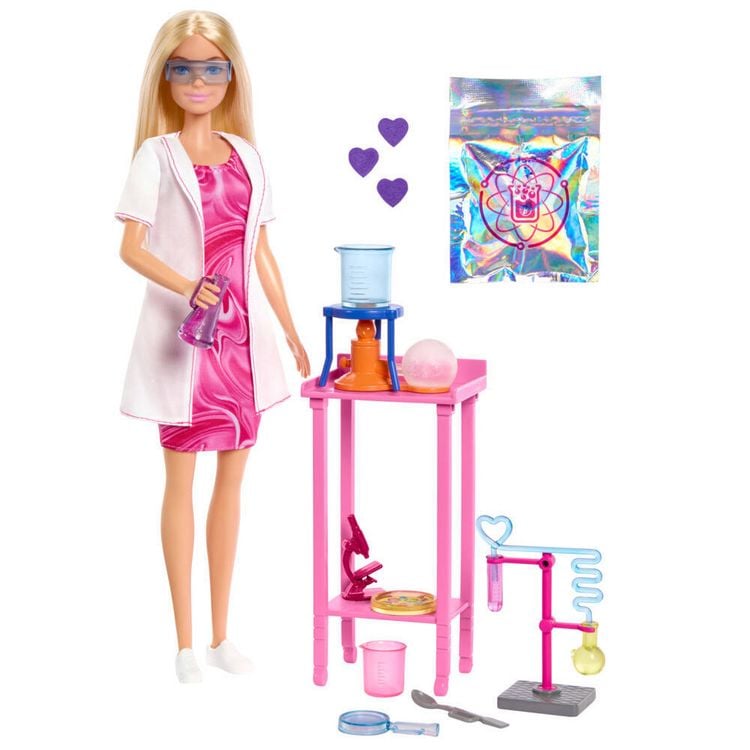 Produktbild: Barbie Wissenschaftlerin-Puppe und Zubeh&ouml;r mit blonder Modepuppe, Labortisch und Farbwechsel-Zubeh&ouml;r