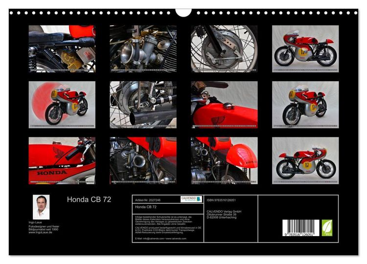 Produktbild: Honda CB 72 (Wandkalender 2026 DIN A3 quer), CALVENDO Monatskalender