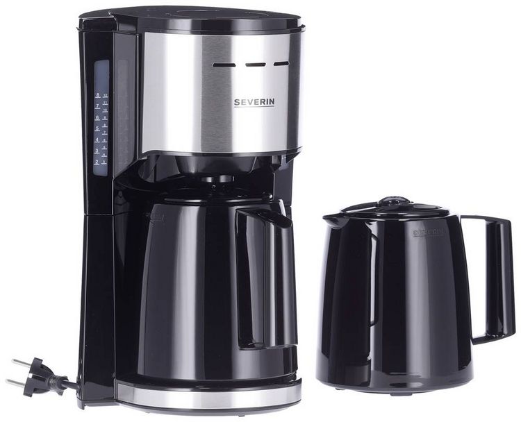 Produktbild: Severin KA 9308 Kaffeemaschine Edelstahl (geb&uuml;rstet), Schwarz Fassungsverm&ouml;gen Tassen=8 Isolierkanne