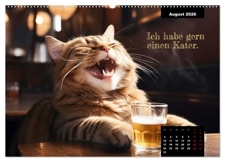 Produktbild: Katzen k&ouml;nnen alles, au&szlig;er traurig. (hochwertiger Premium Wandkalender 2026 DIN A2 quer), Kunstdruck in Hochglanz