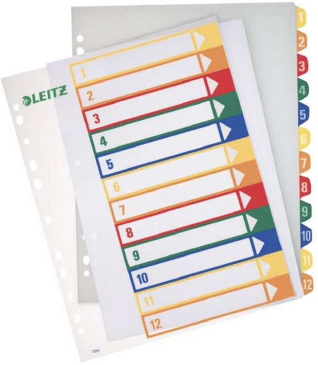 Produktbild: LEITZ&reg; Register Vollformat &uuml;berbreit farbig, 1-12 12teilig