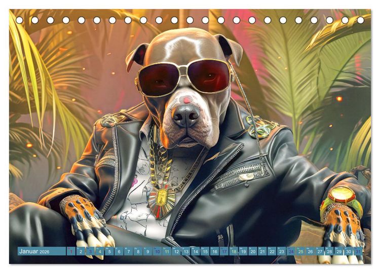Produktbild: Gangsterhunde - KI-Bilder (Tischkalender 2026 DIN A5 quer), CALVENDO Monatskalender