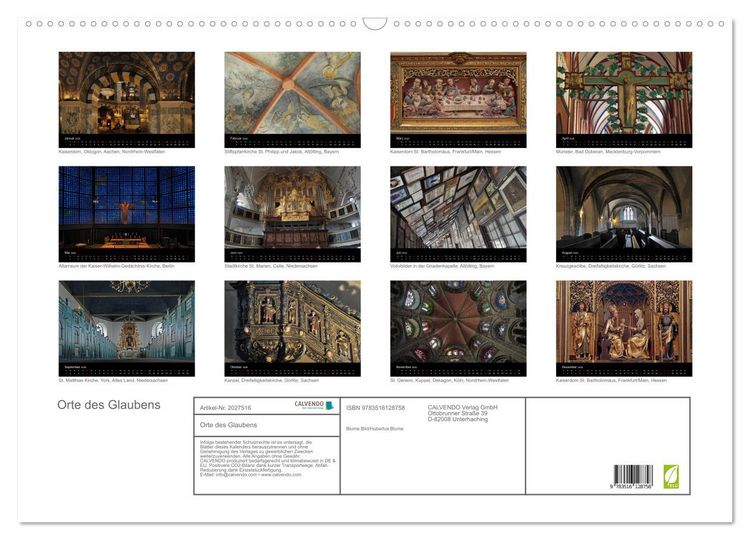 Produktbild: Orte des Glaubens (Wandkalender 2026 DIN A2 quer), CALVENDO Monatskalender