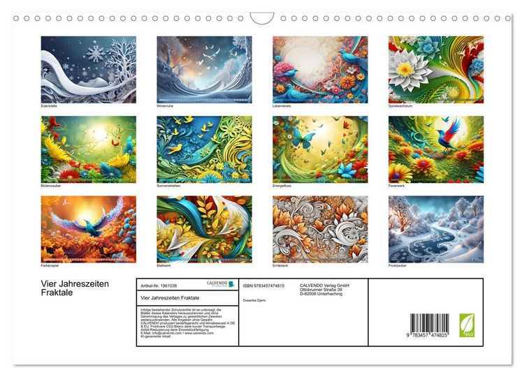 Produktbild: Vier Jahreszeiten Fraktale (Wandkalender 2026 DIN A3 quer), CALVENDO Monatskalender