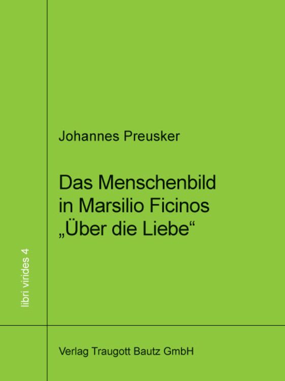 Produktbild: Das Menschenbild in Marsilio Ficinos