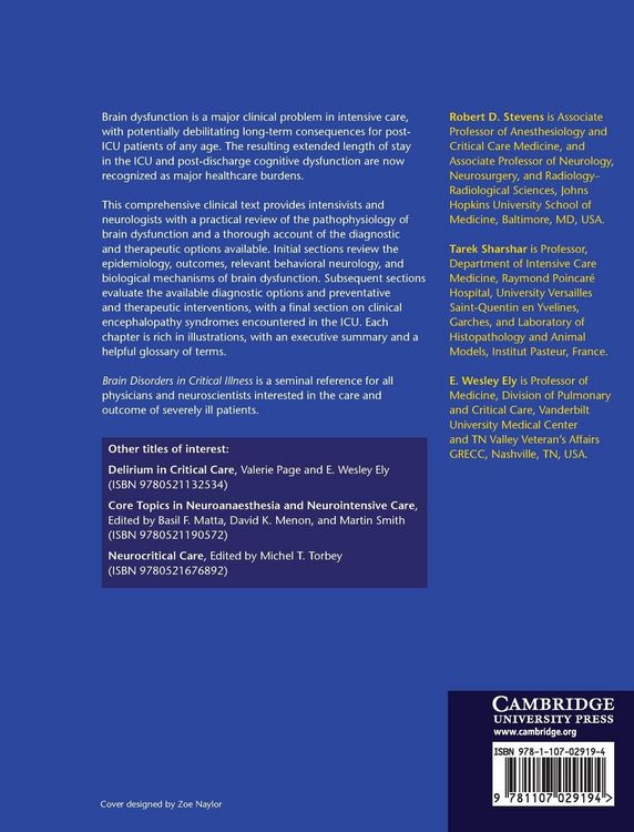 Produktbild: Brain Disorders in Critical Illness