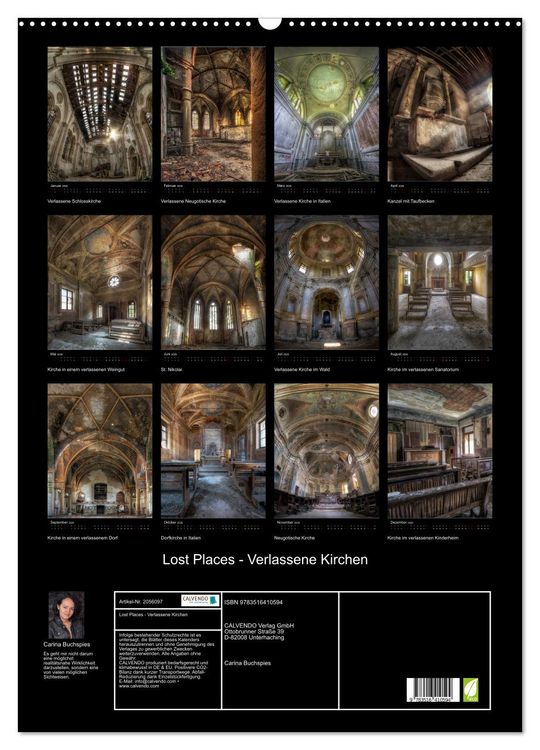 Produktbild: Lost Places - Verlassene Kirchen (Wandkalender 2026 DIN A2 hoch), CALVENDO Monatskalender
