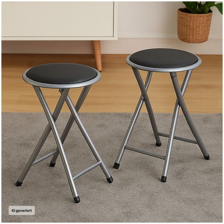 Produktbild: HTI-Living HTI-Living Faltbarer Hocker mit Metallgestell und Kunstleder Sitzh&ouml;he 45 cm klappbar