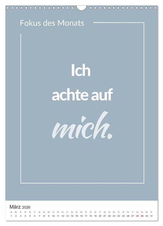 Produktbild: Achtsamkeitskalender: Mehr Achtsamkeit im Alltag mit dem Fokus des Monats (Wandkalender 2026 DIN A3 hoch), CALVENDO Monatskalender