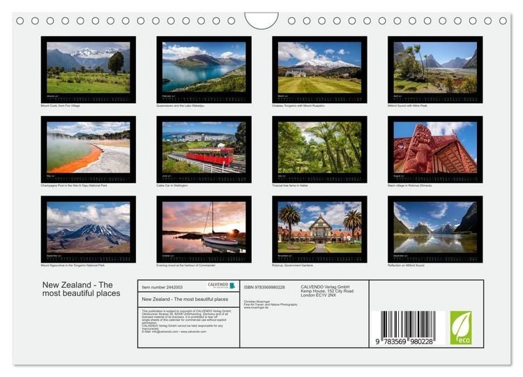 Produktbild: New Zealand - The most beautiful places (Wall Calendar 2027 DIN A4 landscape), CALVENDO 12 Month Wall Calendar
