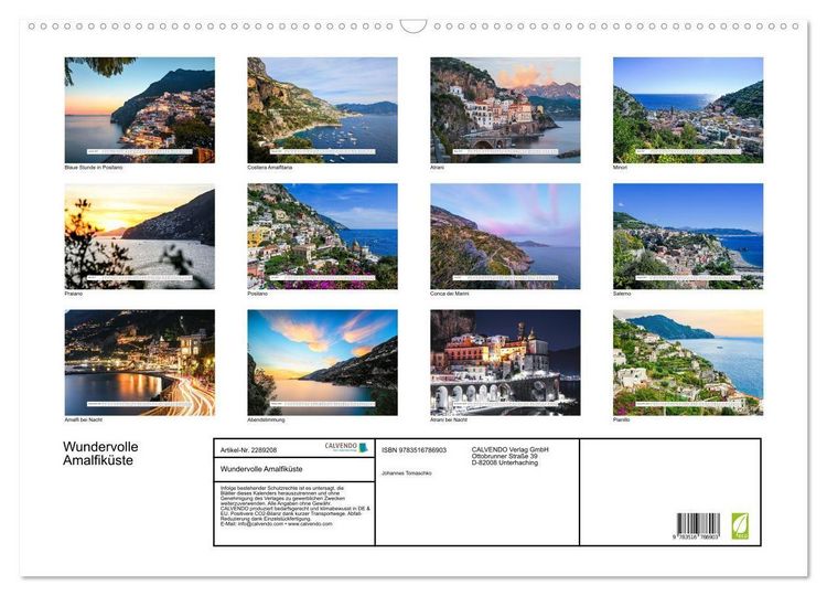 Produktbild: Wundervolle Amalfik&uuml;ste (Wandkalender 2027 DIN A2 quer), CALVENDO Monatskalender