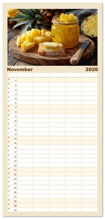 Produktbild: Familienplaner 2026 - Ein Jahr im Paradies der Konfit&uuml;ren mit 5 Spalten (Wandkalender, 21 x 45 cm) CALVENDO