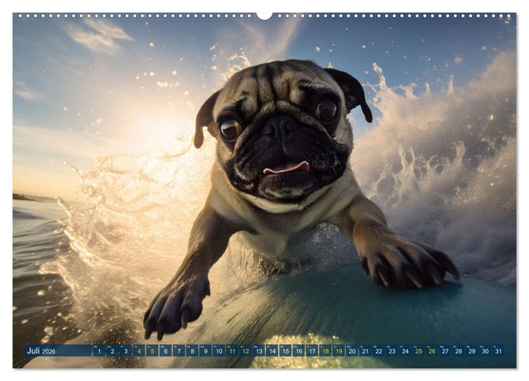 Produktbild: Lustige Mops-Hunde: Die charmanten Meister von Chaos und Unfug (hochwertiger Premium Wandkalender 2026 DIN A2 quer), Kunstdruck in Hochglanz