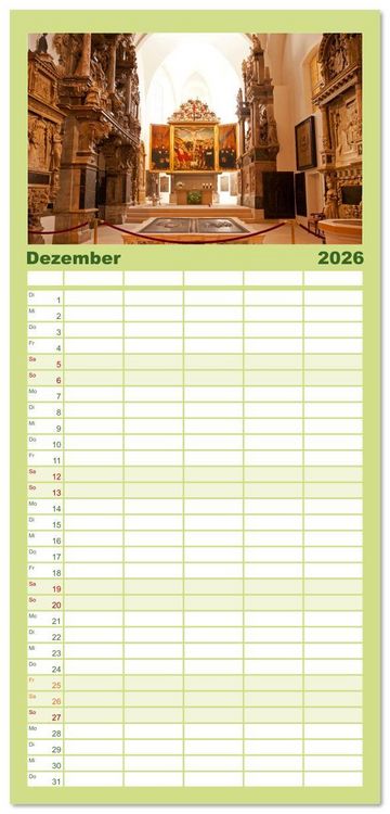 Produktbild: Familienplaner 2026 - Th&uuml;ringen - Weimar mit 5 Spalten (Wandkalender, 21 x 45 cm) CALVENDO