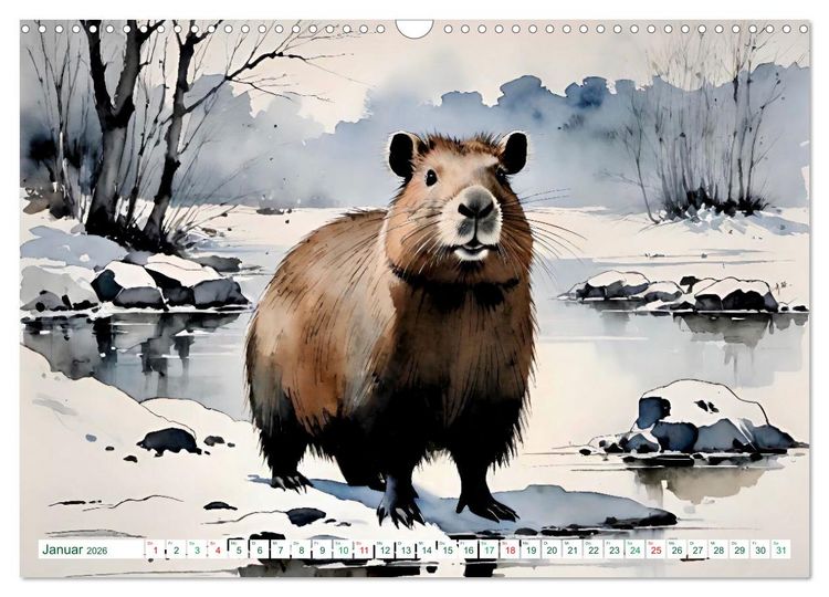 Produktbild: Das Capybara (Wandkalender 2026 DIN A3 quer), CALVENDO Monatskalender