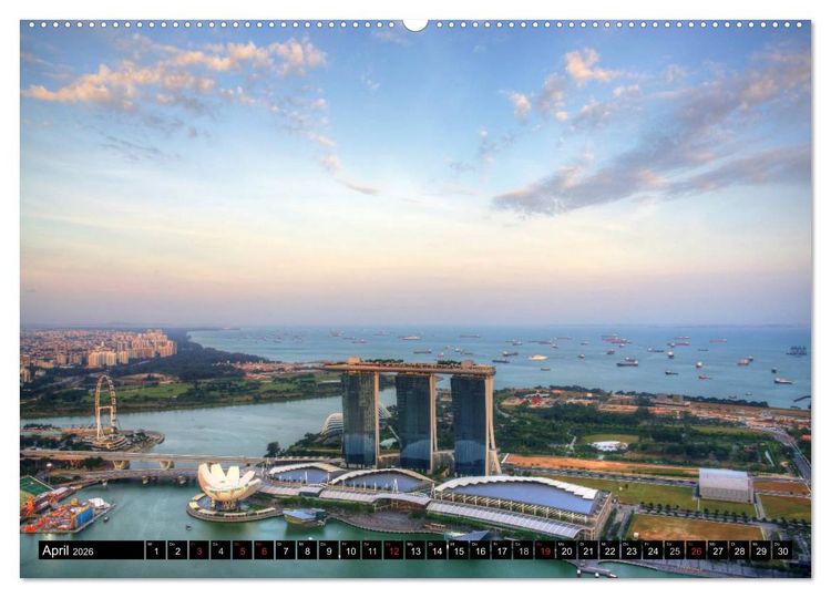 Produktbild: Singapur - Einzigartige Skylines (hochwertiger Premium Wandkalender 2026 DIN A2 quer), Kunstdruck in Hochglanz