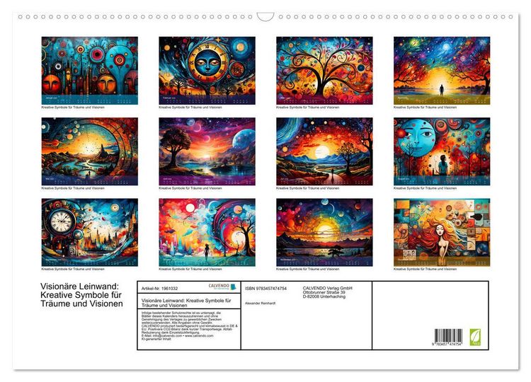 Produktbild: Vision&auml;re Leinwand: Kreative Symbole f&uuml;r Tr&auml;ume und Visionen (Wandkalender 2026 DIN A2 quer), CALVENDO Monatskalender