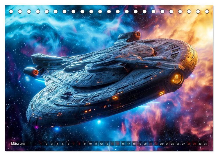 Produktbild: Raumschiffe - Im Universum durch Raum und Zeit (Tischkalender 2026 DIN A5 quer), CALVENDO Monatskalender