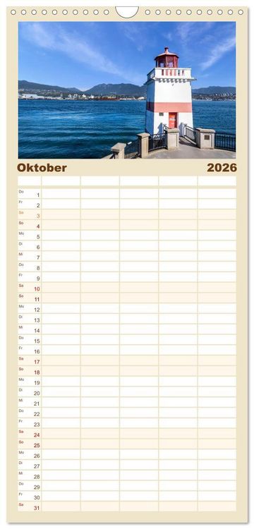 Produktbild: Familienplaner 2026 - VANCOUVER K&uuml;stencharme und Urbanit&auml;t mit 5 Spalten (Wandkalender, 21 x 45 cm) CALVENDO