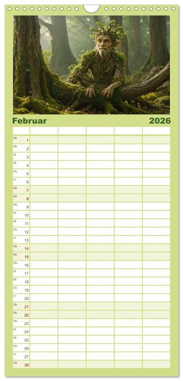 Produktbild: Familienplaner 2026 - Keltische Legenden - Die kleinen Wesen der Natur mit 5 Spalten (Wandkalender, 21 x 45 cm) CALVENDO