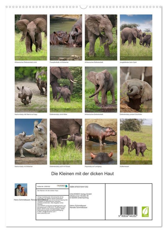 Produktbild: Die Kleinen mit der dicken Haut (hochwertiger Premium Wandkalender 2026 DIN A2 hoch), Kunstdruck in Hochglanz
