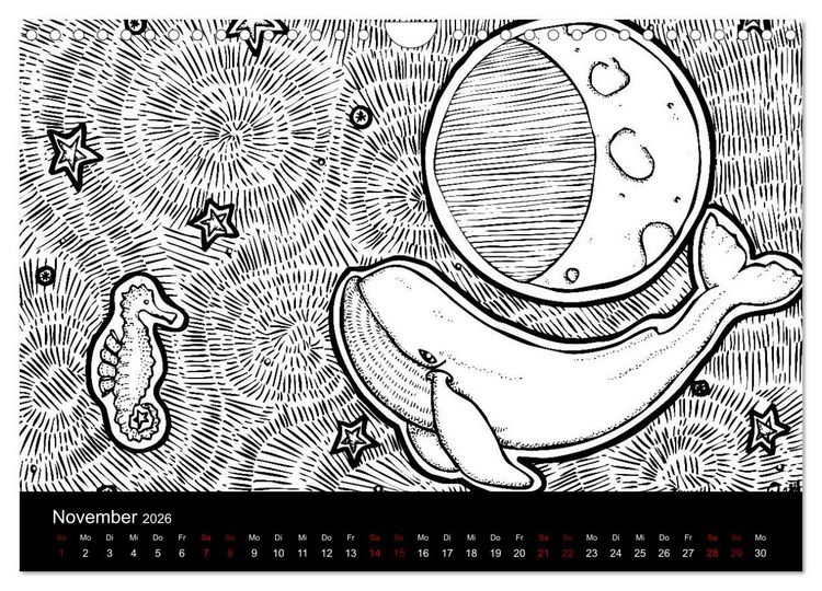 Produktbild: Bezaubernde Mini-Monster - Ein Ausmal-Kalender (Wandkalender 2026 DIN A4 quer), CALVENDO Monatskalender