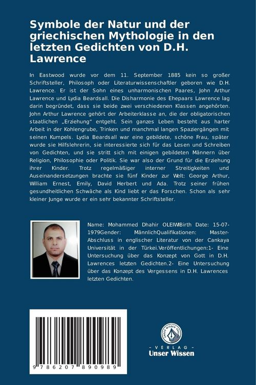 Produktbild: Symbole der Natur und der griechischen Mythologie in den letzten Gedichten von D.H. Lawrence