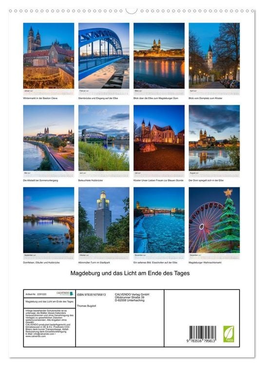 Produktbild: Magdeburg und das Licht am Ende des Tages (hochwertiger Premium Wandkalender 2027 DIN A2 hoch), Kunstdruck in Hochglanz