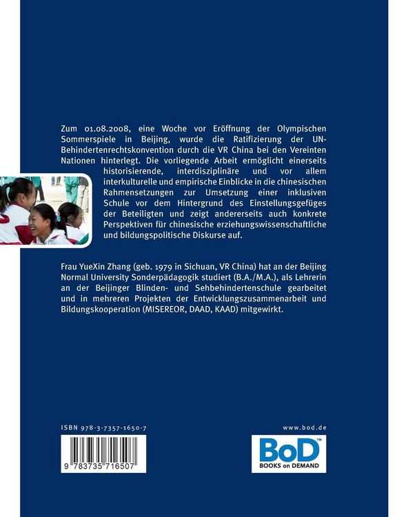 Produktbild: Einstellungen gegen&uuml;ber blinden und sehbehinderten Menschen in der chinesischen Gesellschaft und deren potentielle Auswirkungen auf die Entwicklung ei
