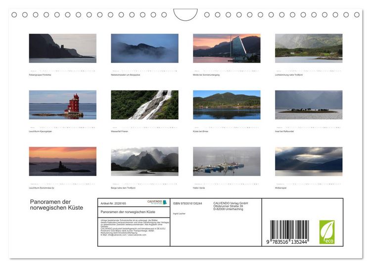 Produktbild: Panoramen der norwegischen K&uuml;ste (Wandkalender 2026 DIN A4 quer), CALVENDO Monatskalender