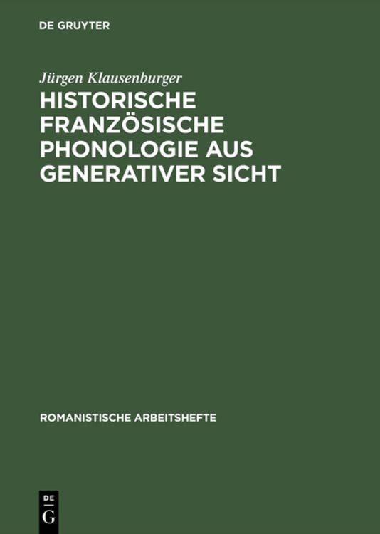 Produktbild: Historische franz&ouml;sische Phonologie aus generativer Sicht